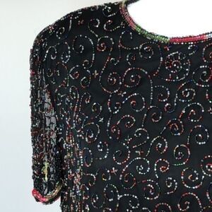 Sweelo Stunning Vintage Beaded Top, XL